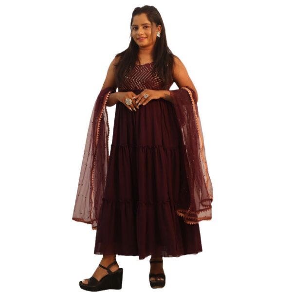 DARK  PURPLE LAYERED LONG DRESS