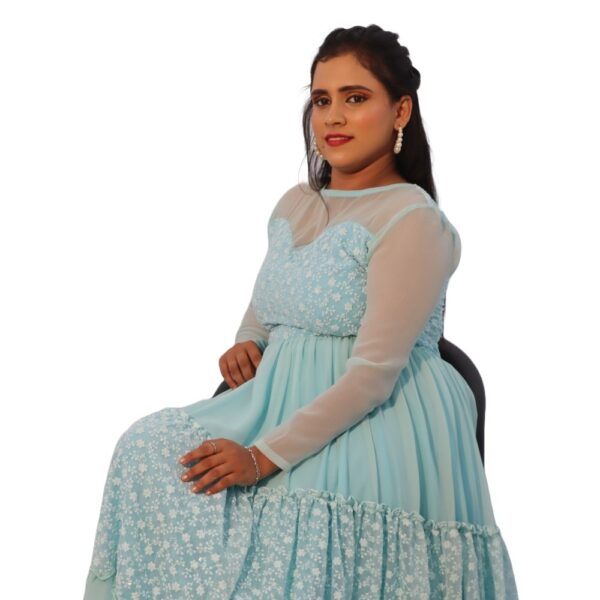 SKY BLUE LAYERED LONG DRESS - Image 2