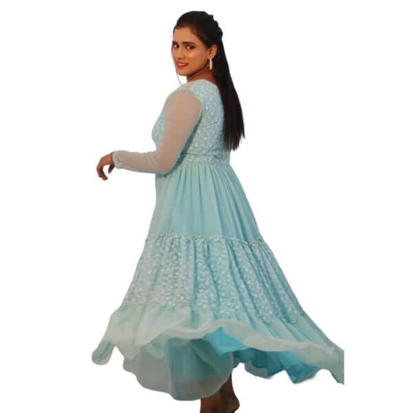 SKY BLUE LAYERED LONG DRESS - Image 5