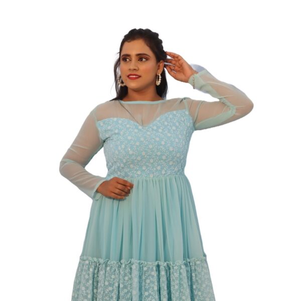 SKY BLUE LAYERED LONG DRESS - Image 4