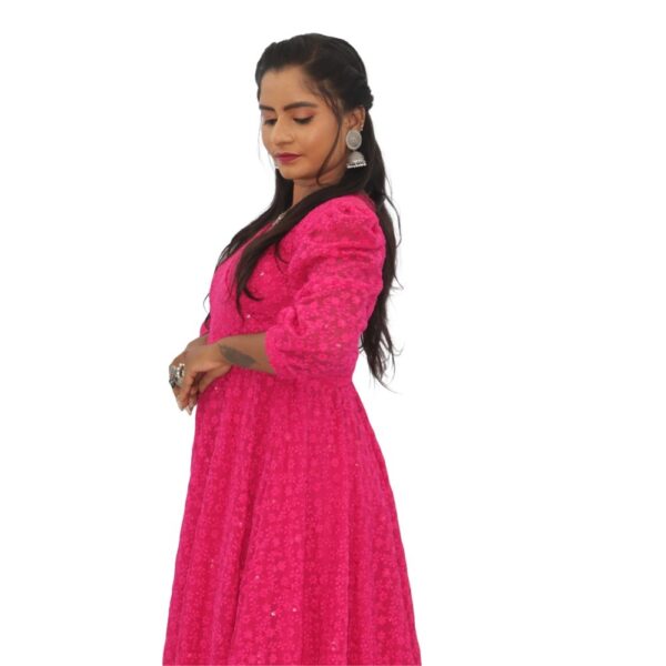 PINK CHIKENKARI MAXI DRESS - Image 2