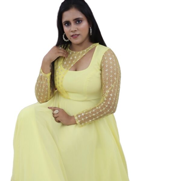 LIGHT YELLOW GEORGETTE  LONG DRESS